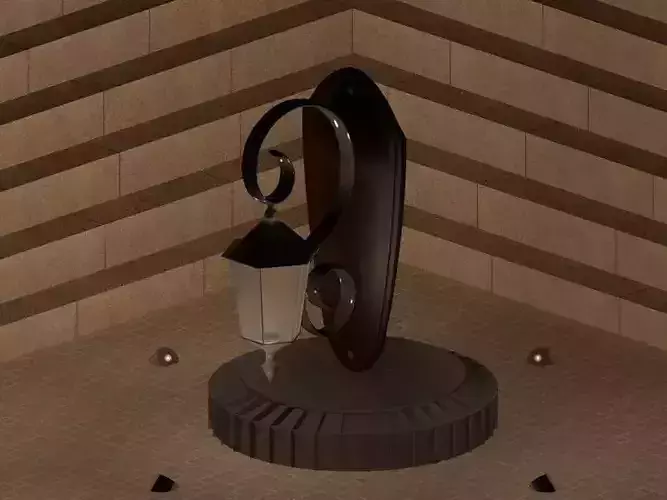 Old stone wall lantern Low-poly 3D model