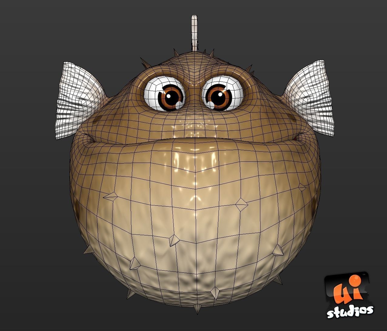 Toon Puffer Fish Low-poly 3D model_8