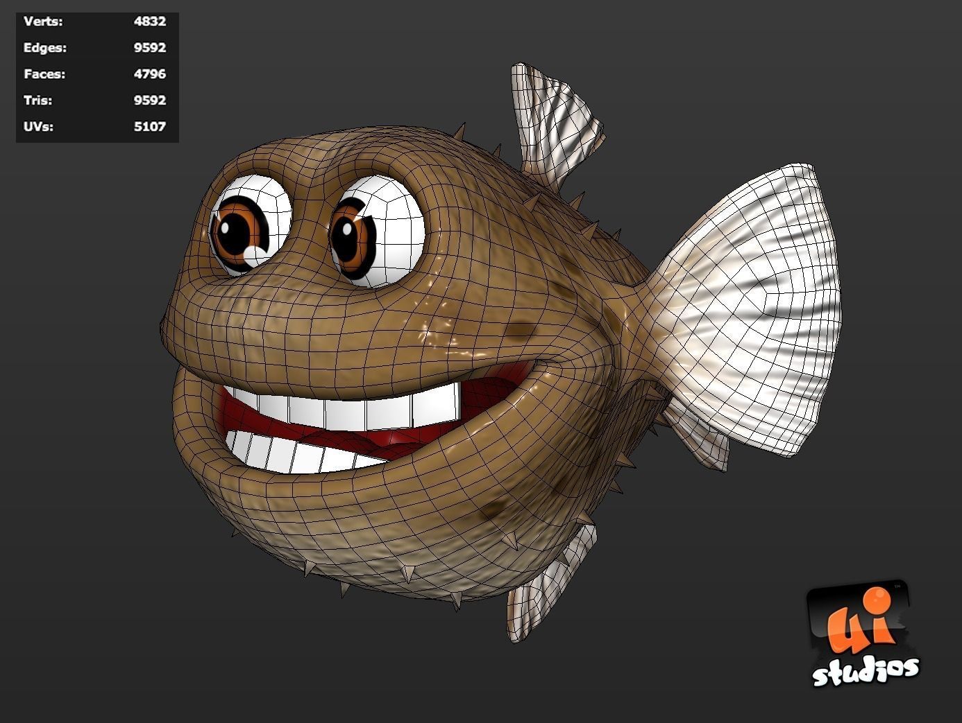 Toon Puffer Fish Low-poly 3D model_9