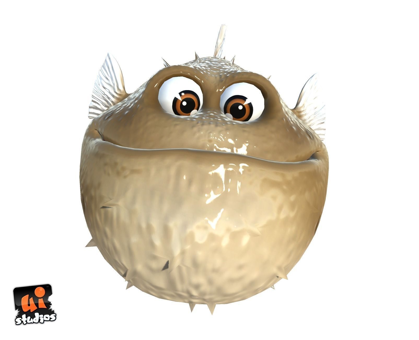 Toon Puffer Fish Low-poly 3D model_0