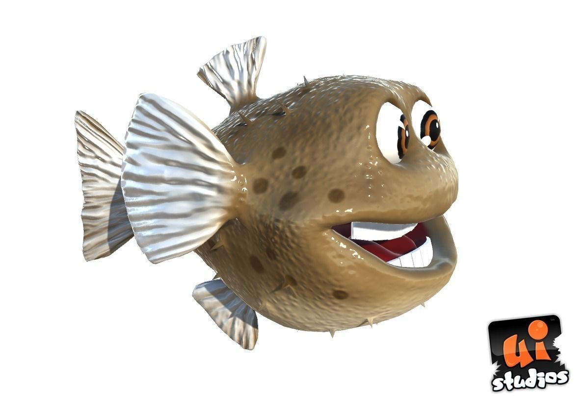 Toon Puffer Fish Low-poly 3D model_6