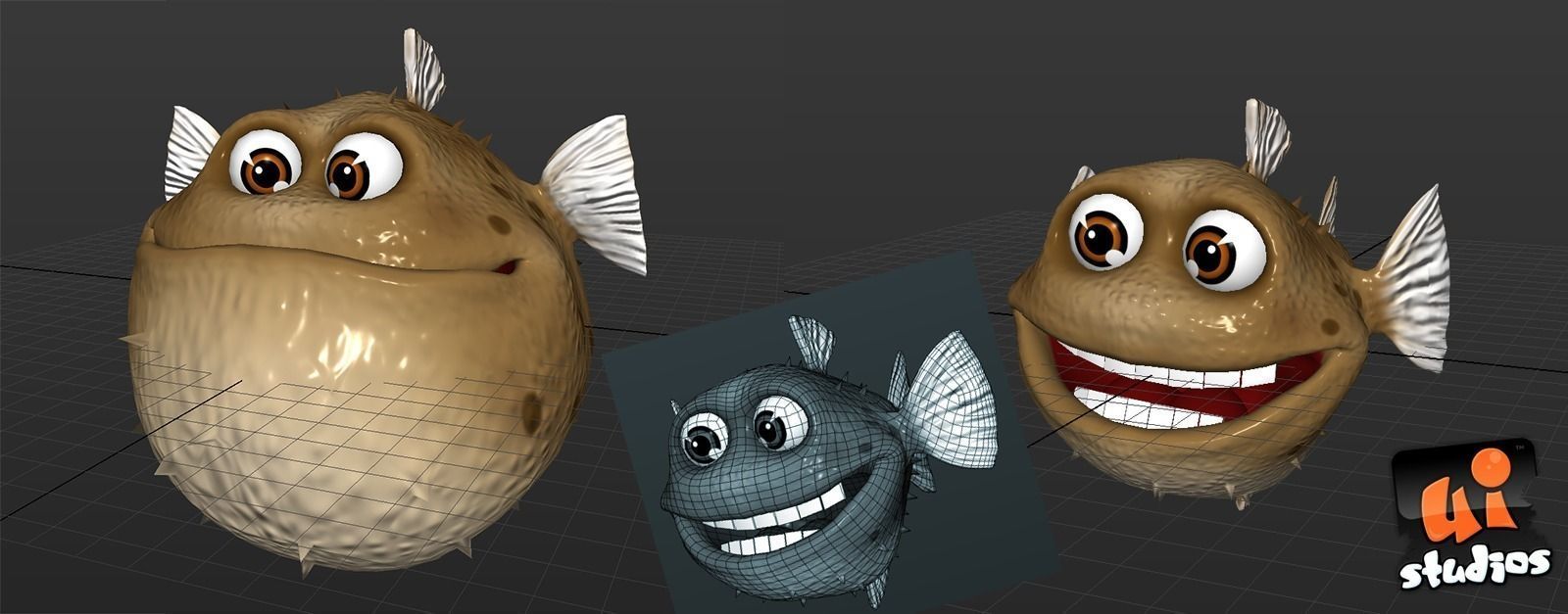 Toon Puffer Fish Low-poly 3D model_10
