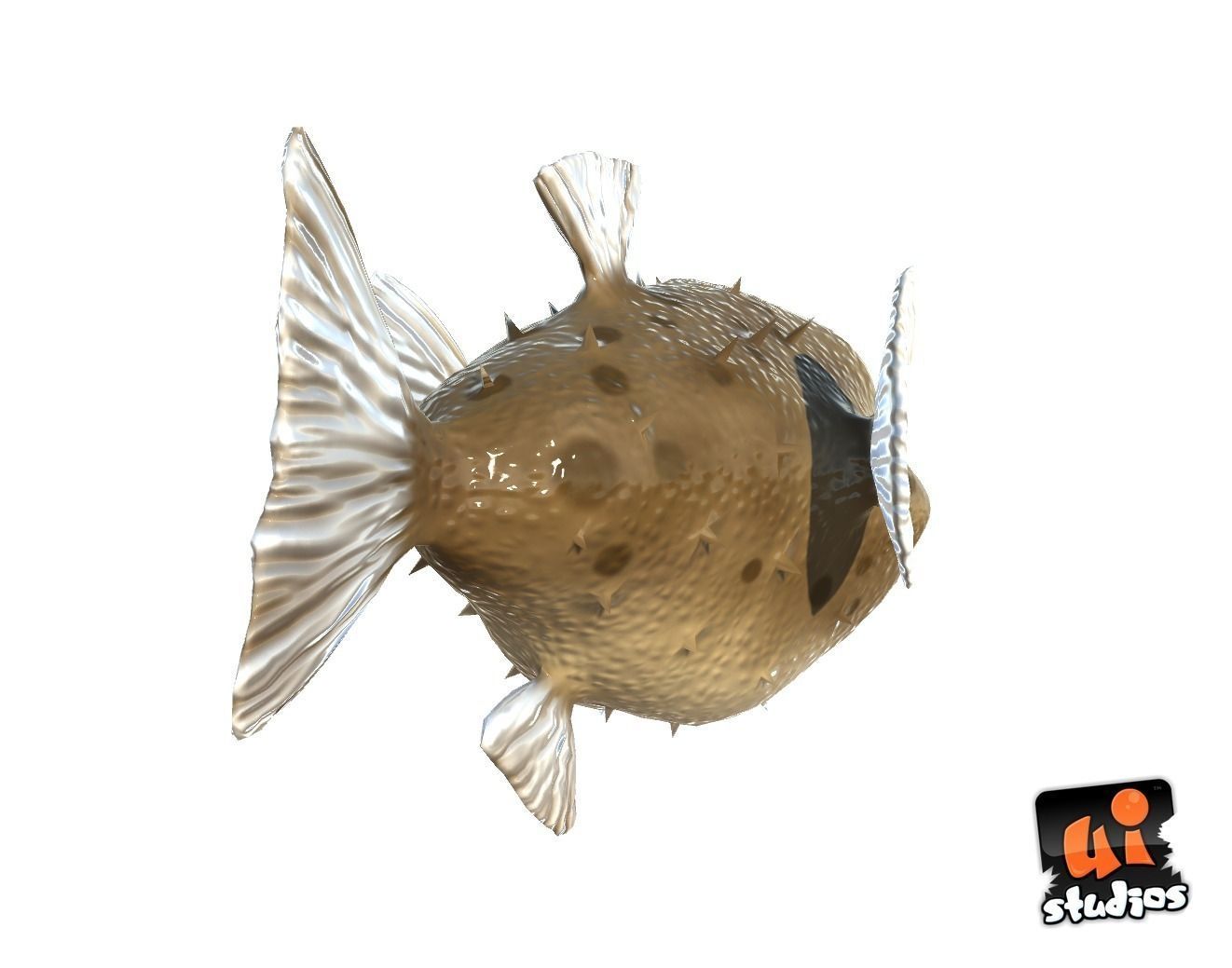 Toon Puffer Fish Low-poly 3D model_5
