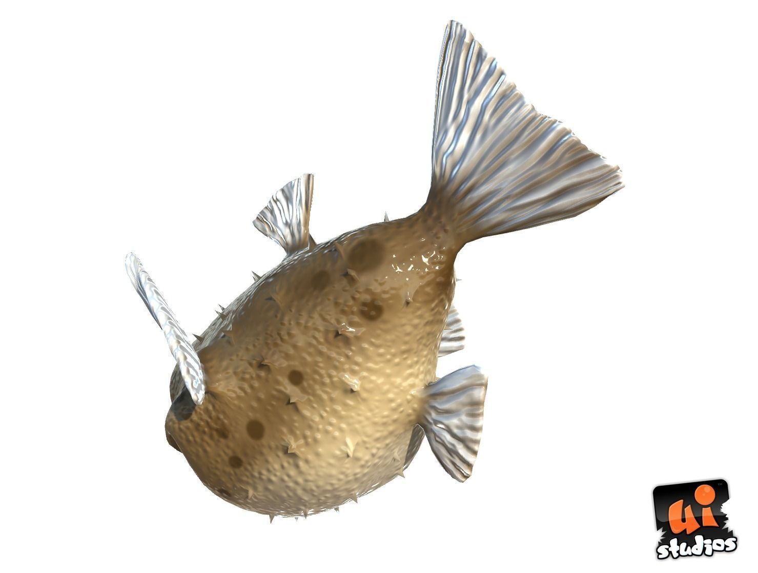 Toon Puffer Fish Low-poly 3D model_7