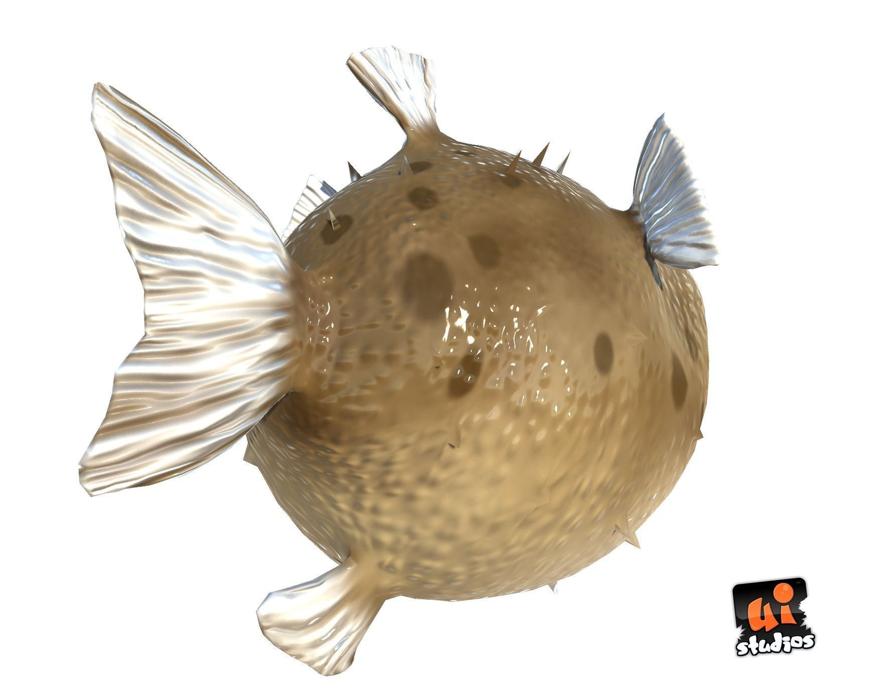 Toon Puffer Fish Low-poly 3D model_3