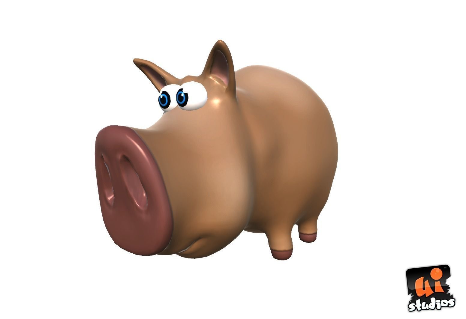 Cartoon Pig Low-poly 3D model_2