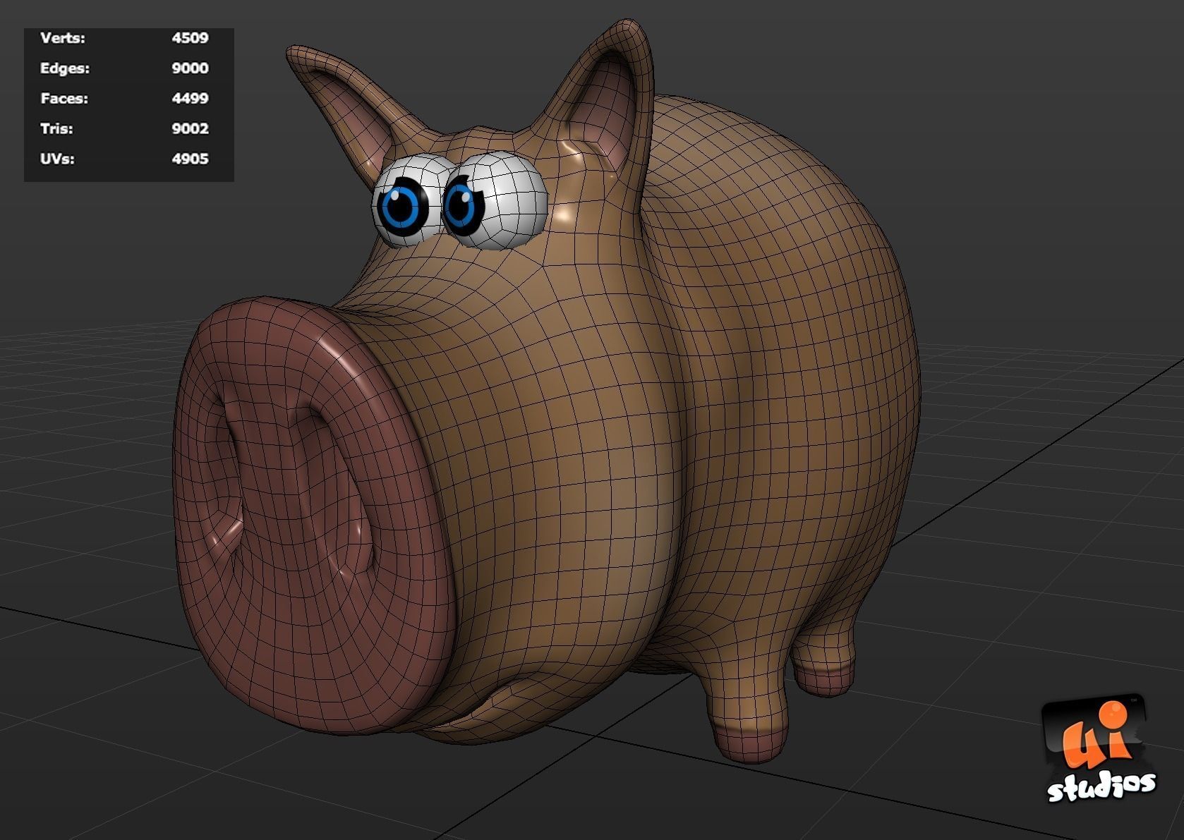 Cartoon Pig Low-poly 3D model_5