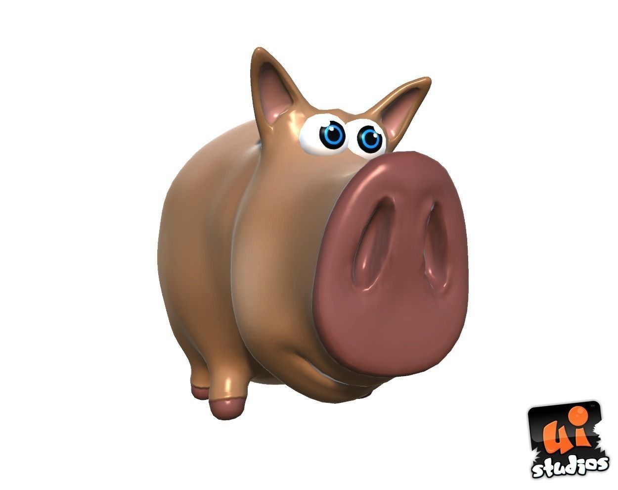Cartoon Pig Low-poly 3D model_0