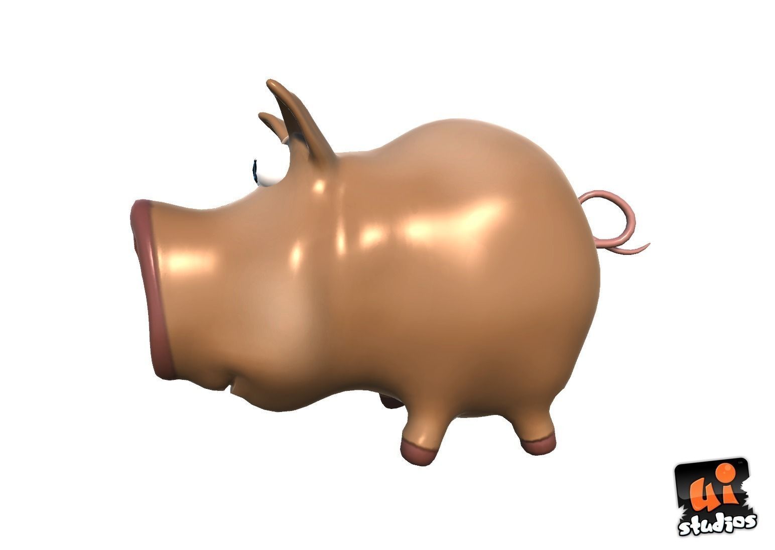 Cartoon Pig Low-poly 3D model_3