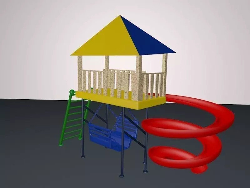 swing and skis 3D model