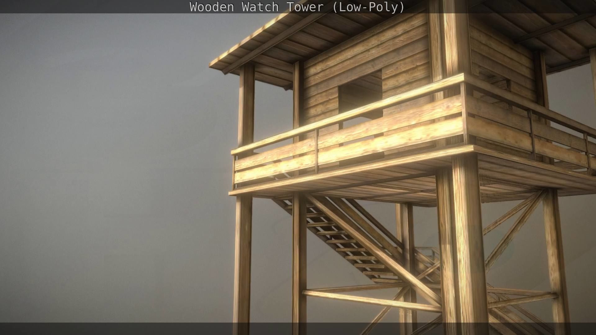 Watch Tower made of Wood Low-poly 3D model_139