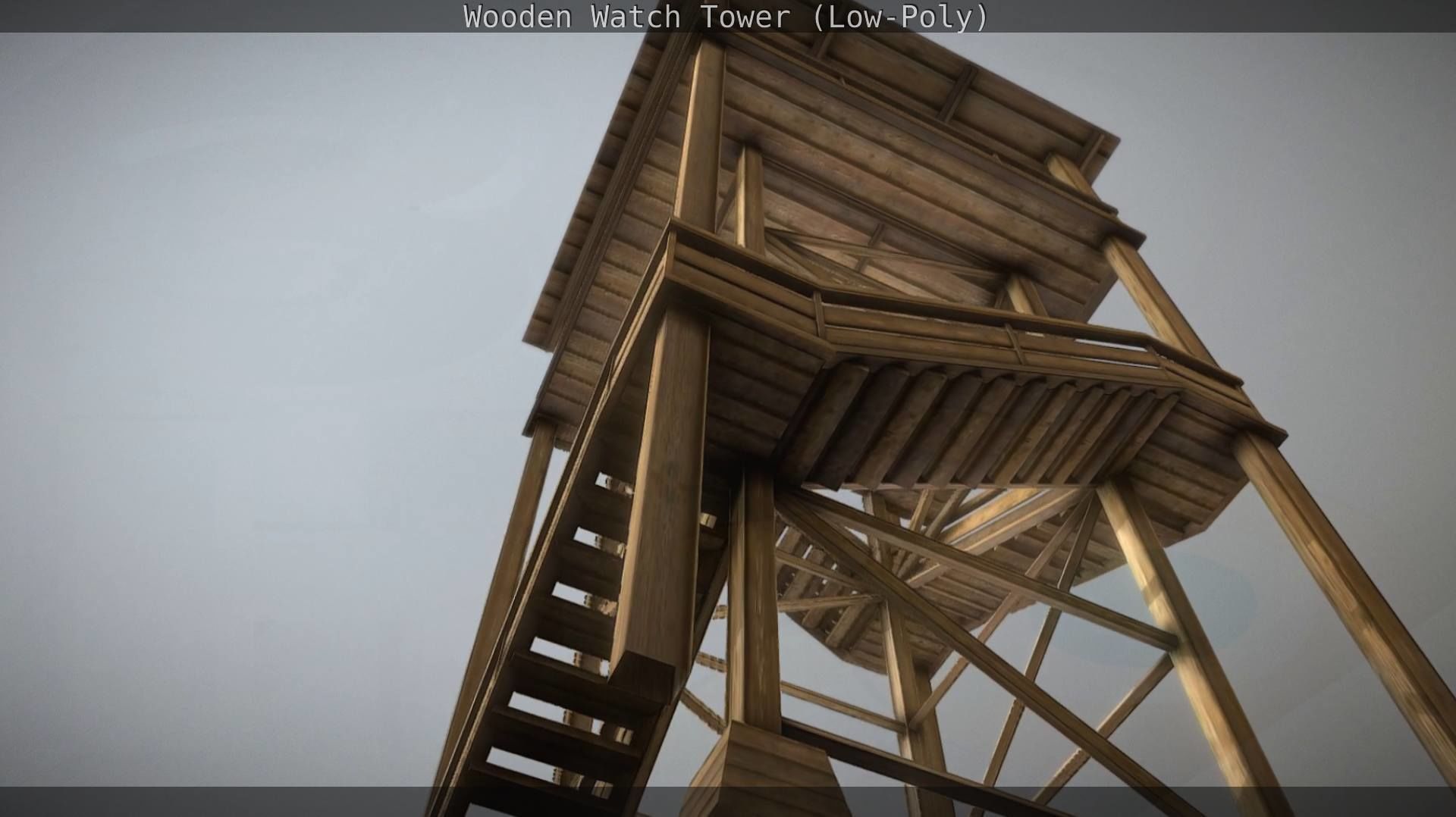 Watch Tower made of Wood Low-poly 3D model_47
