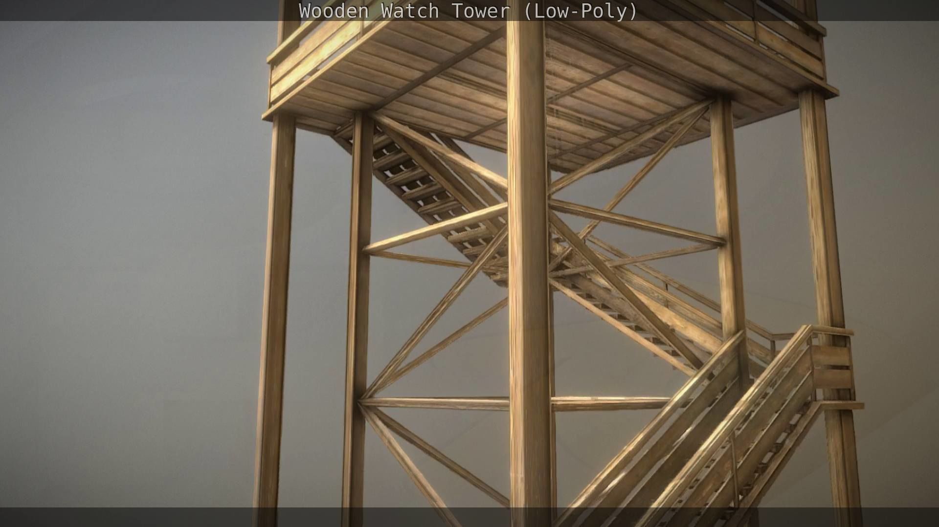 Watch Tower made of Wood Low-poly 3D model_141