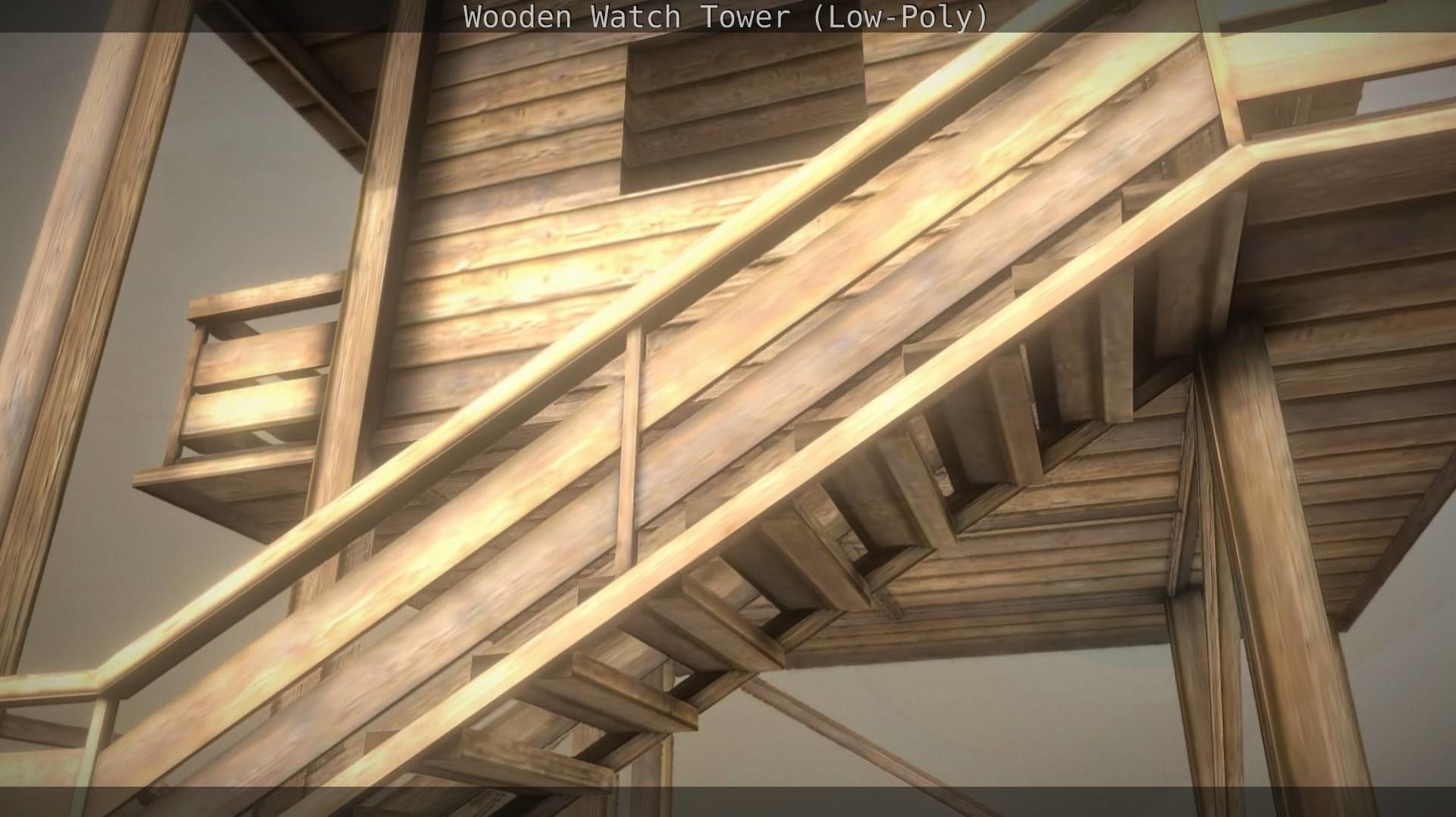 Watch Tower made of Wood Low-poly 3D model_98