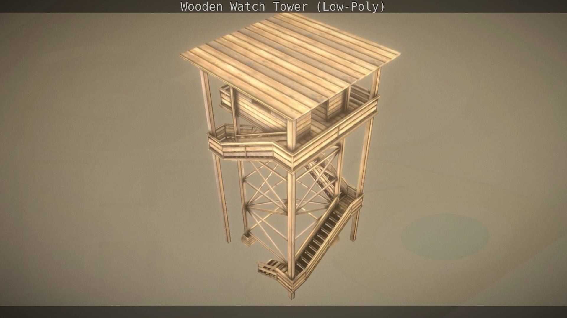 Watch Tower made of Wood Low-poly 3D model_175
