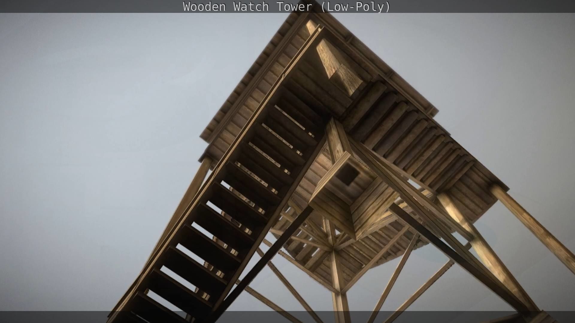 Watch Tower made of Wood Low-poly 3D model_49