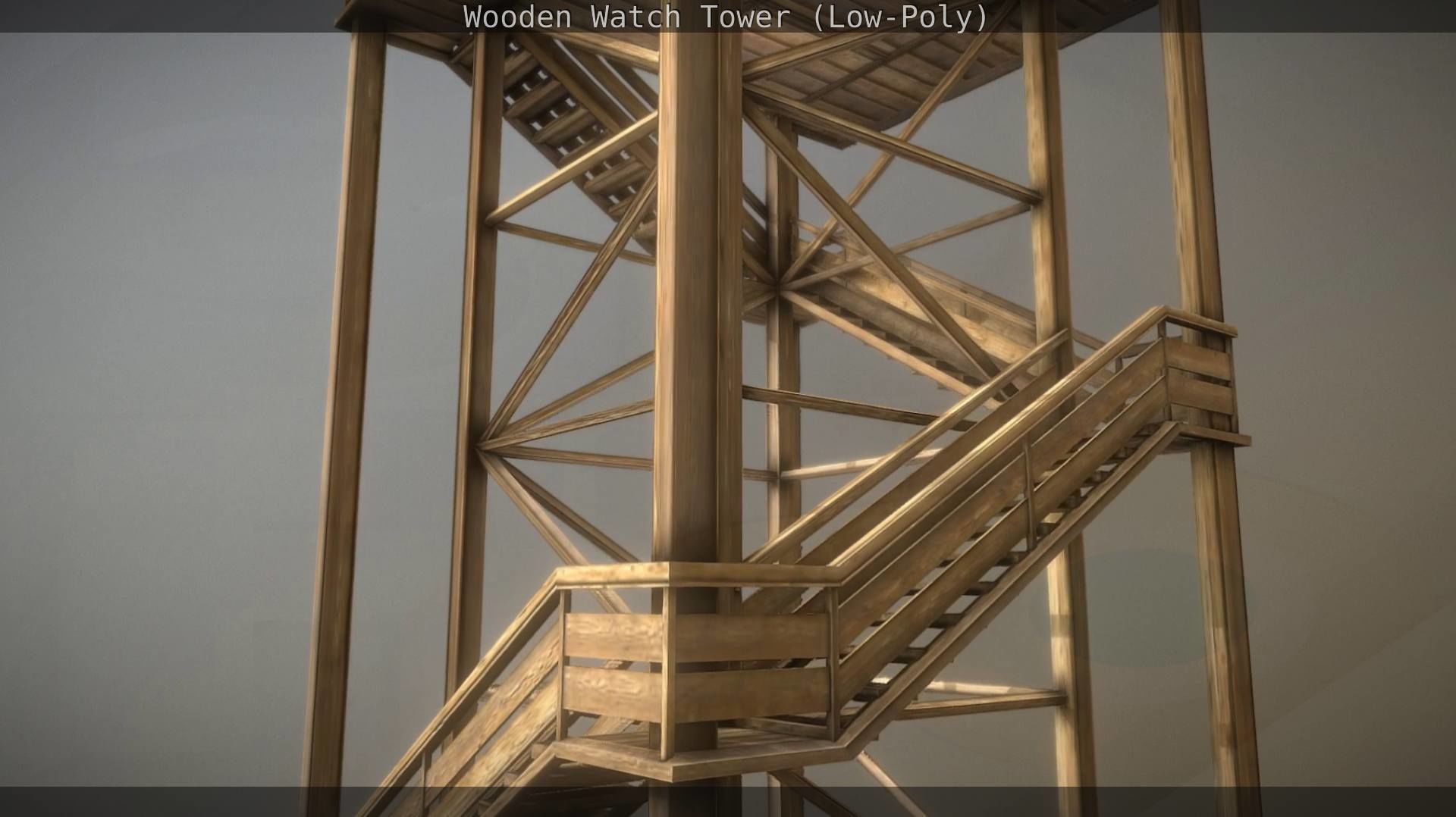 Watch Tower made of Wood Low-poly 3D model_143