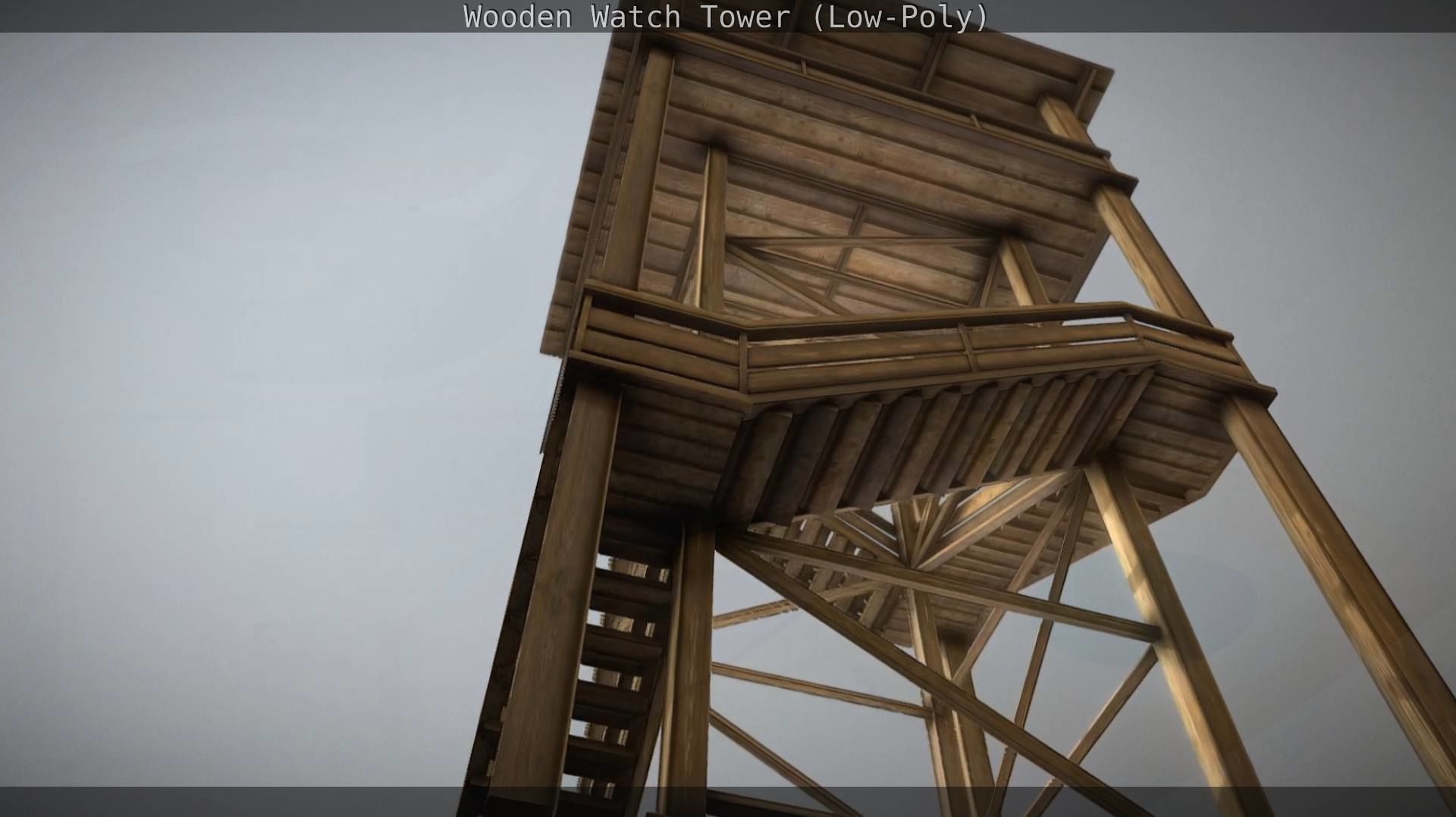 Watch Tower made of Wood Low-poly 3D model_46