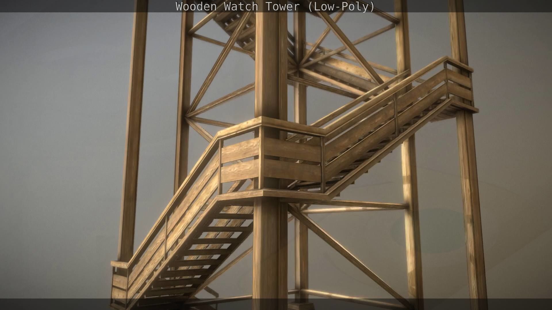 Watch Tower made of Wood Low-poly 3D model_144