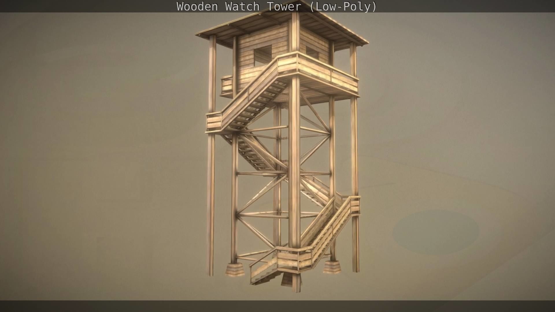 Watch Tower made of Wood Low-poly 3D model_181