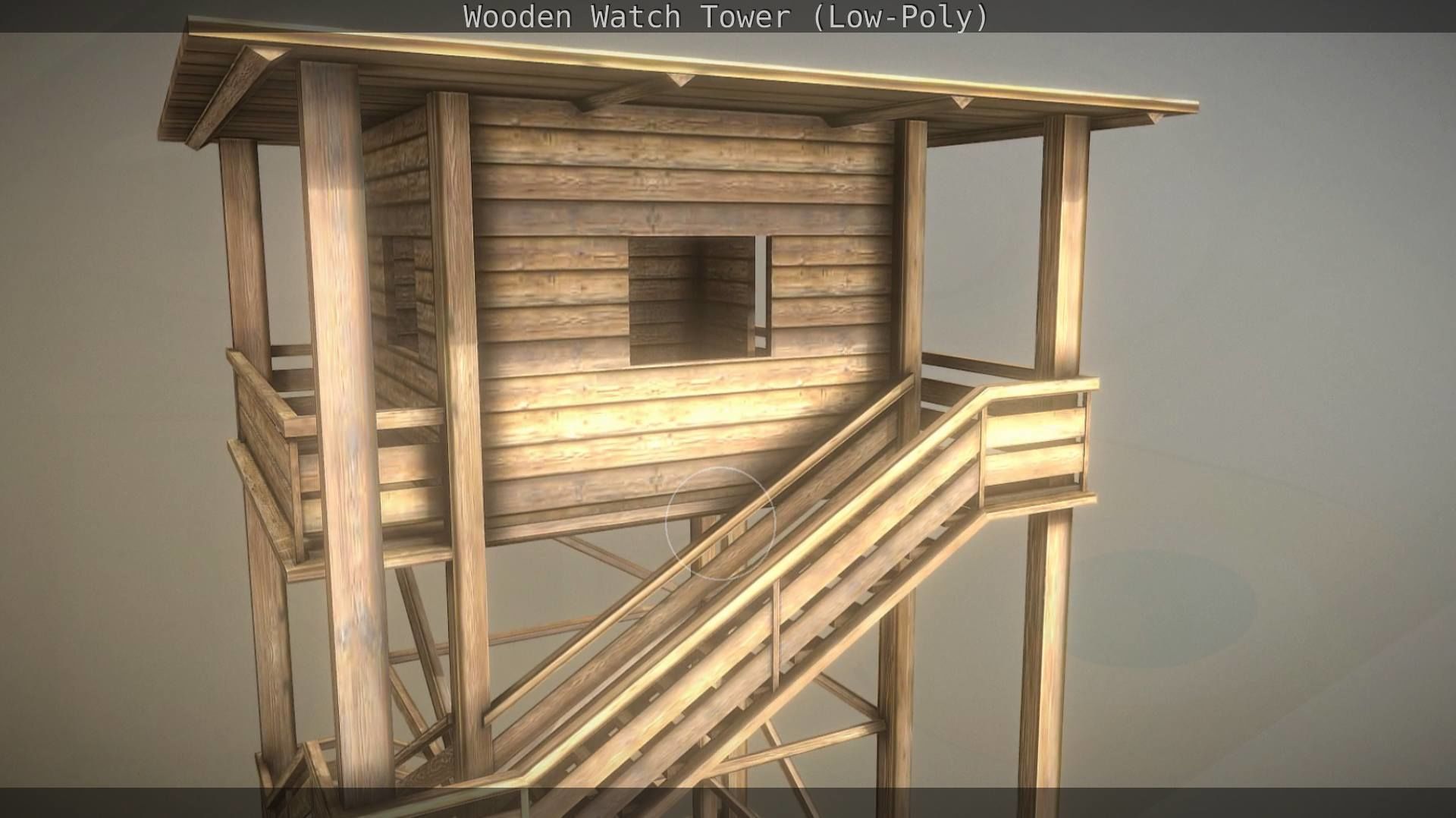 Watch Tower made of Wood Low-poly 3D model_92