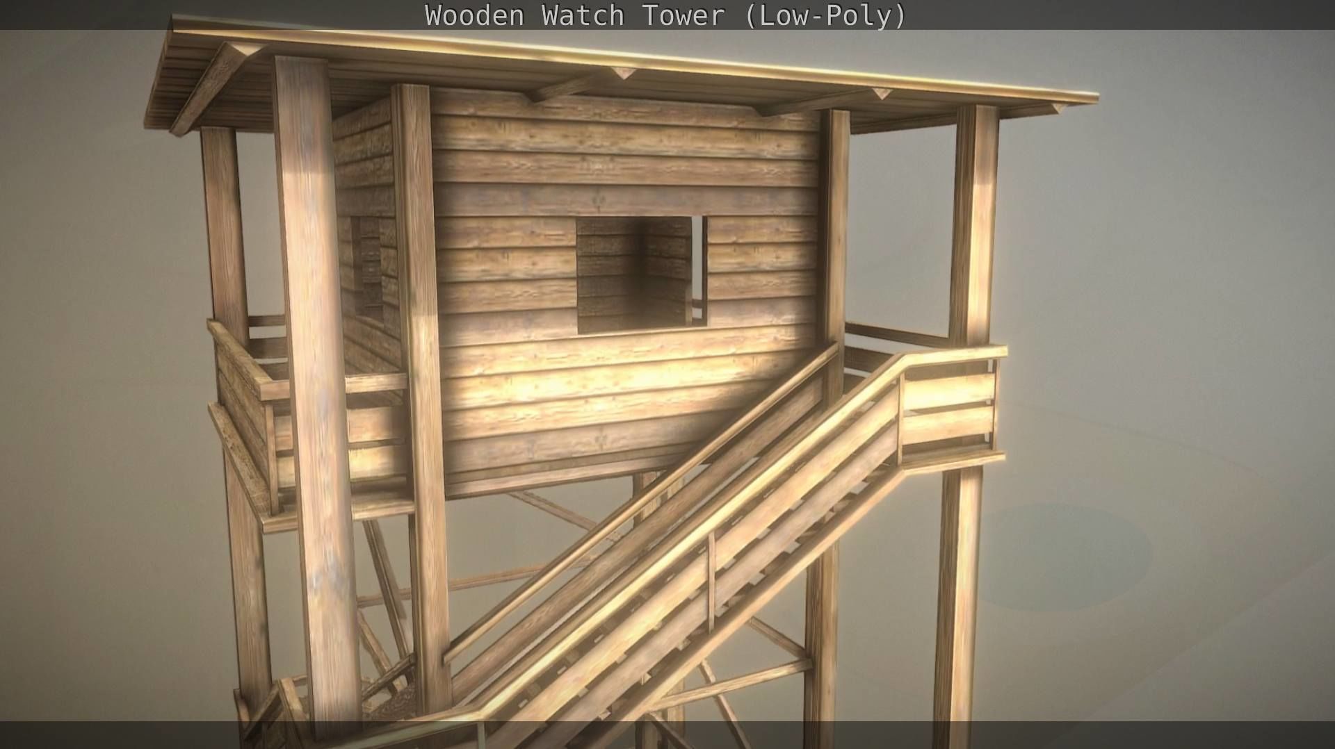 Watch Tower made of Wood Low-poly 3D model_90
