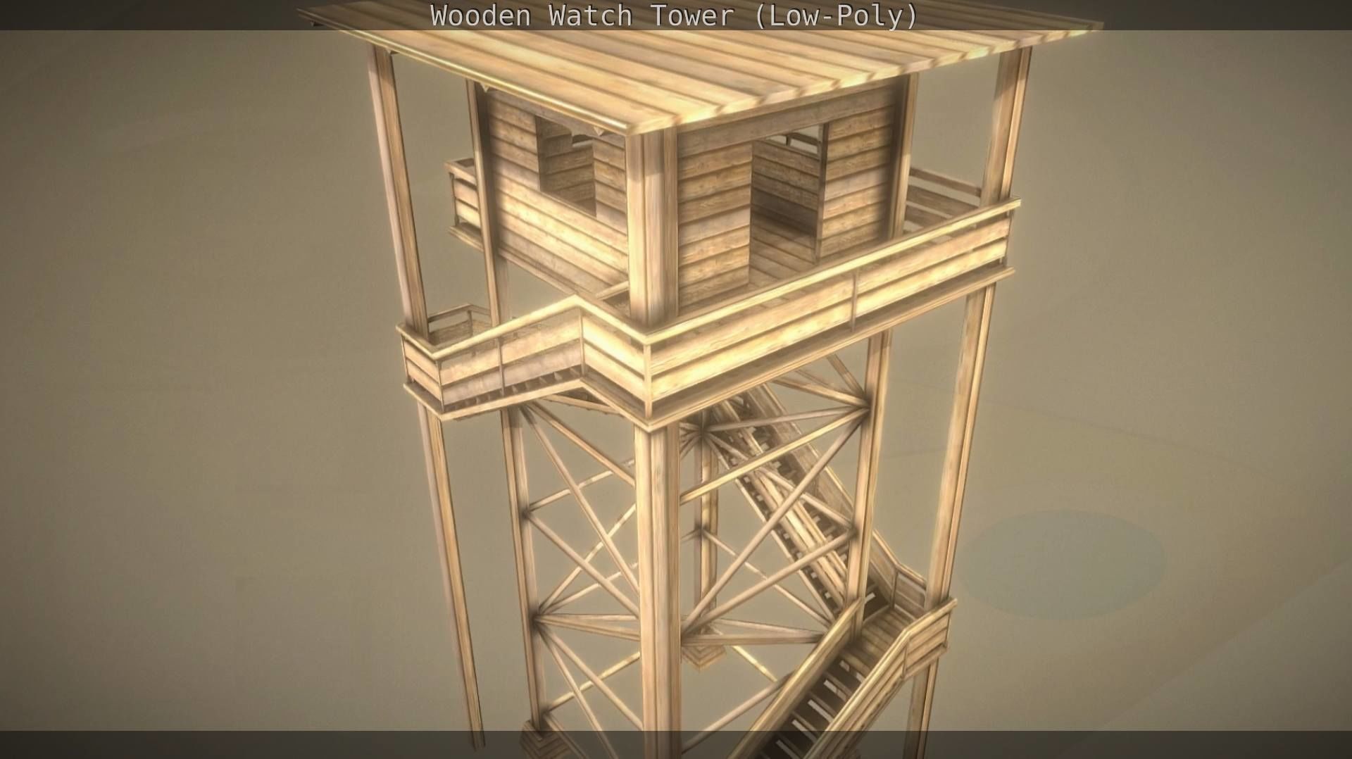 Watch Tower made of Wood Low-poly 3D model_72