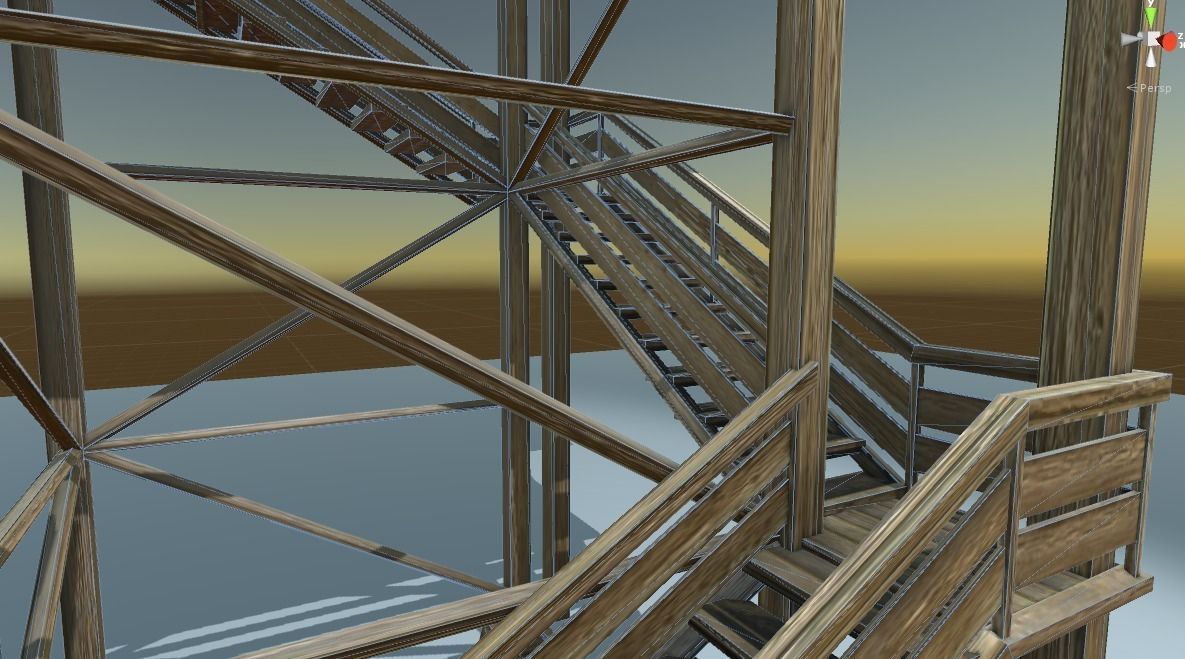 Watch Tower made of Wood Low-poly 3D model_15