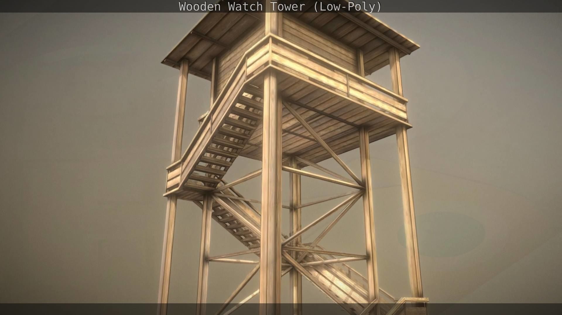 Watch Tower made of Wood Low-poly 3D model_67