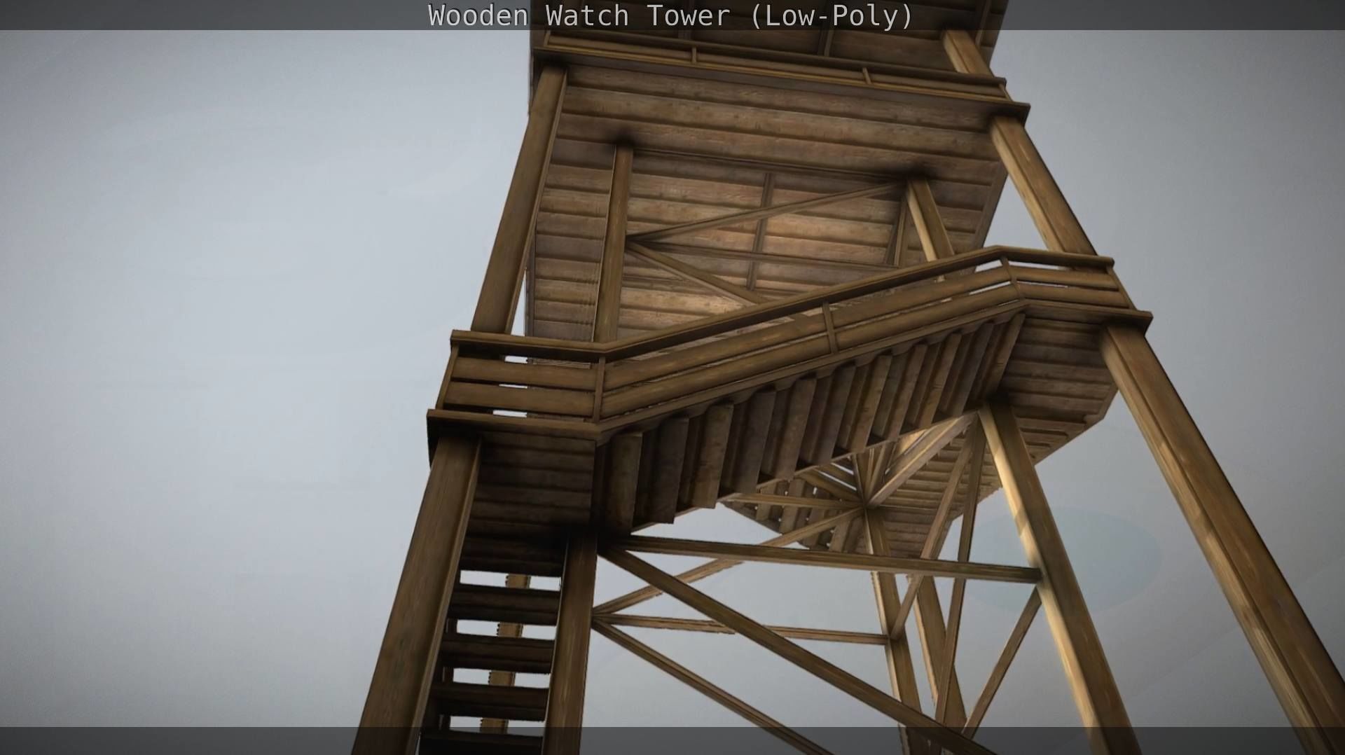 Watch Tower made of Wood Low-poly 3D model_45