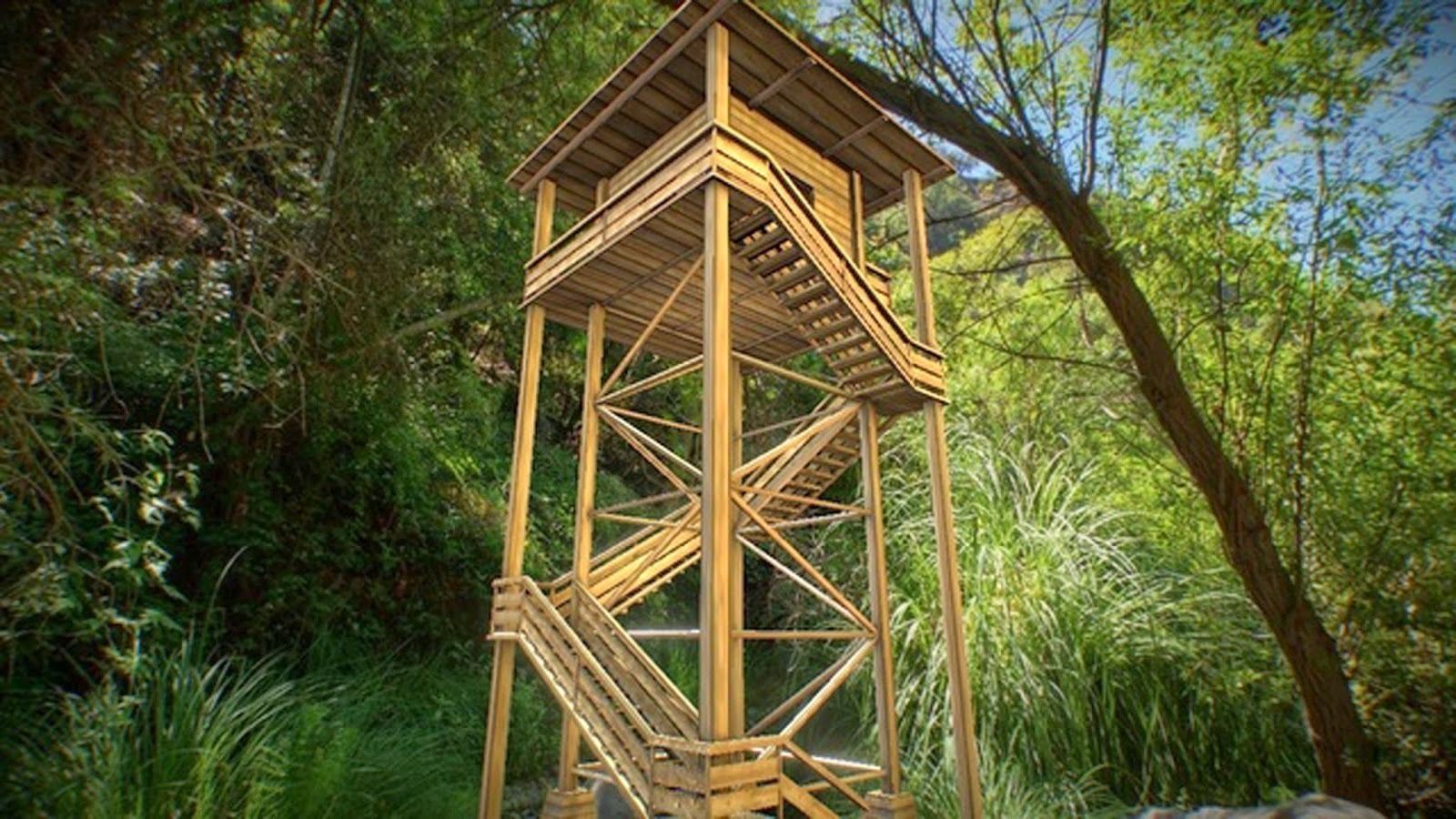 Watch Tower made of Wood Low-poly 3D model_11