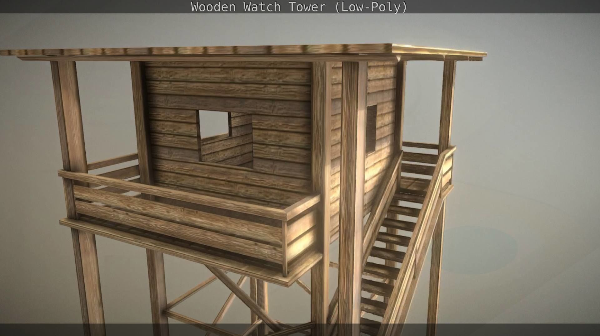Watch Tower made of Wood Low-poly 3D model_88