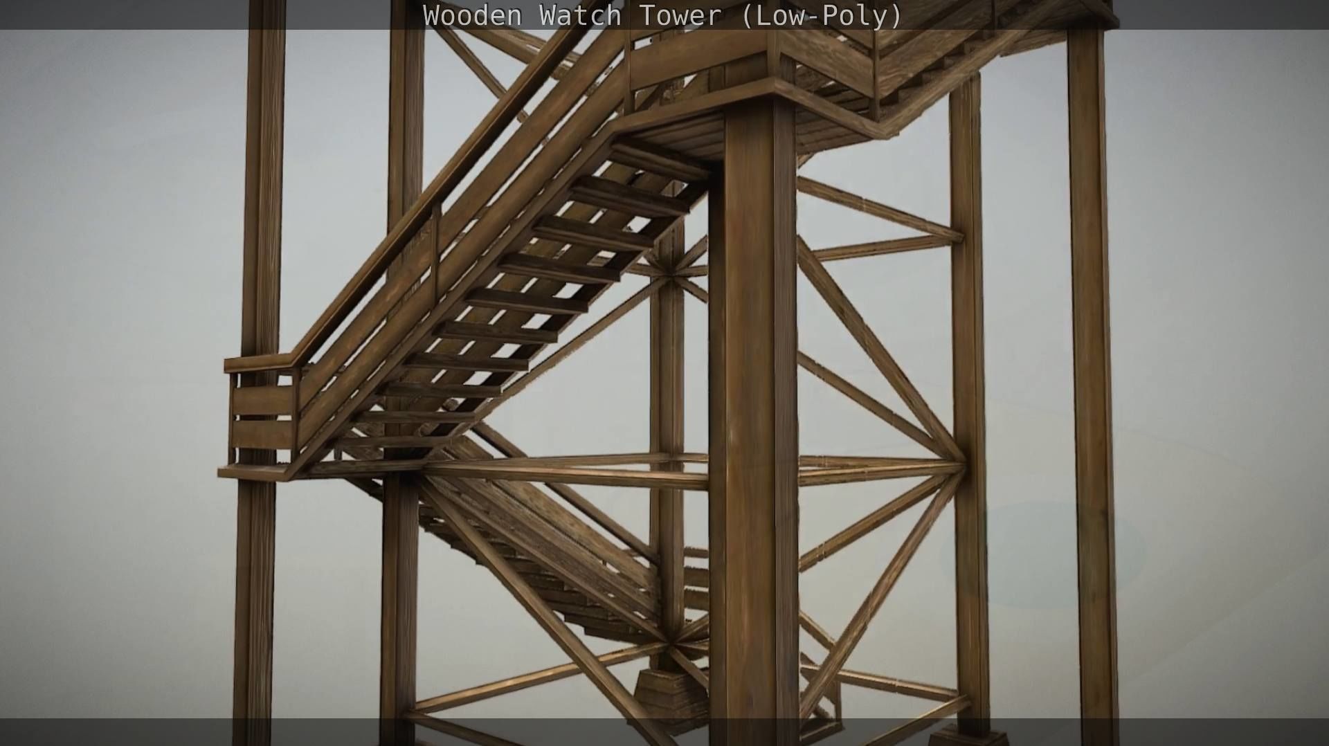 Watch Tower made of Wood Low-poly 3D model_148