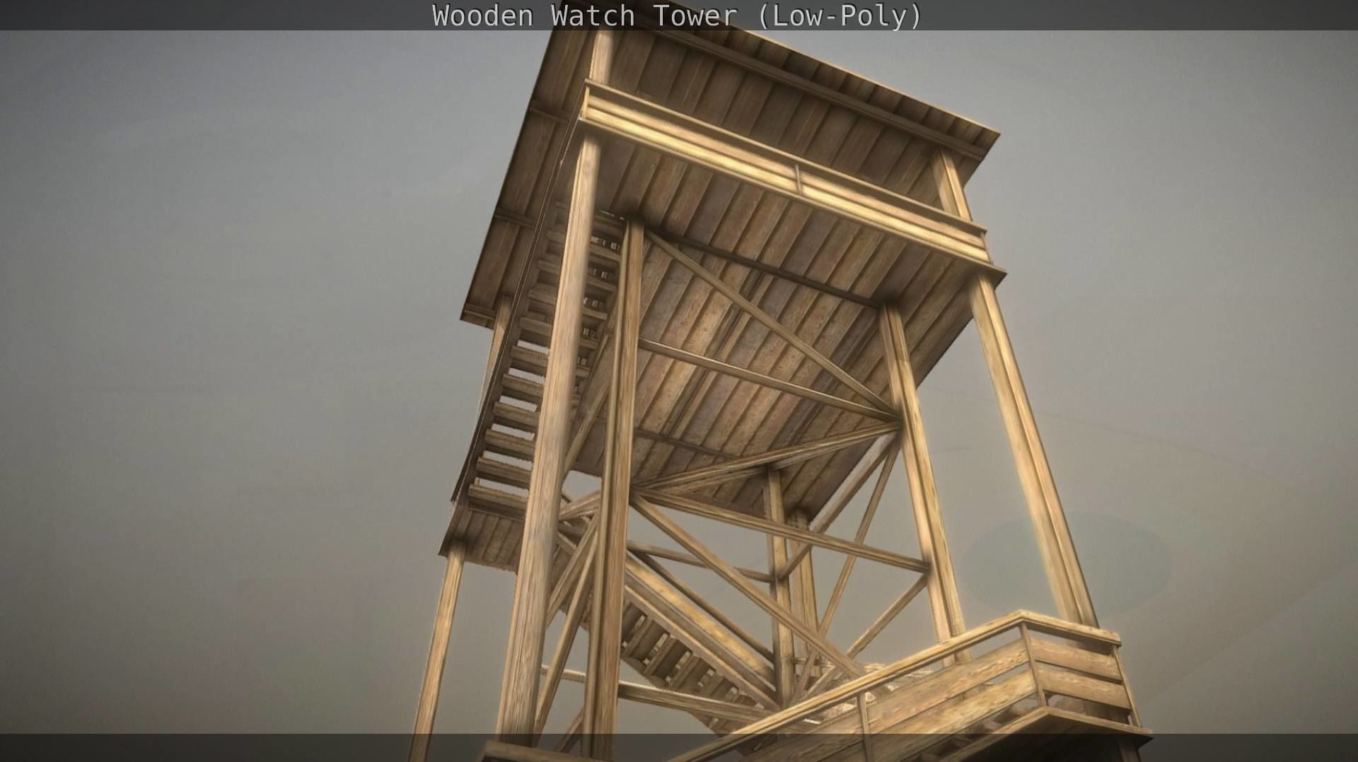 Watch Tower made of Wood Low-poly 3D model_64