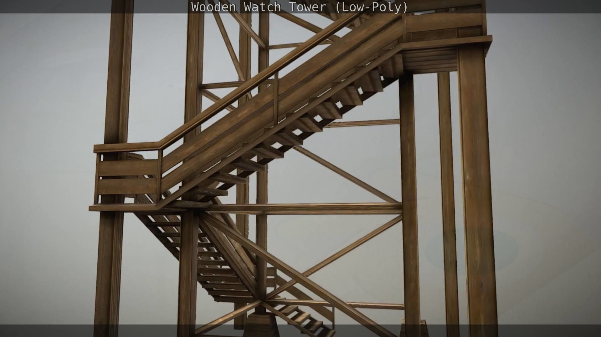 Watch Tower made of Wood Low-poly 3D model_147