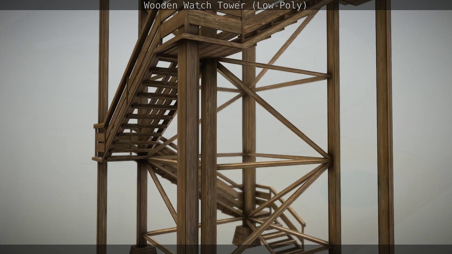 Watch Tower made of Wood Low-poly 3D model_149