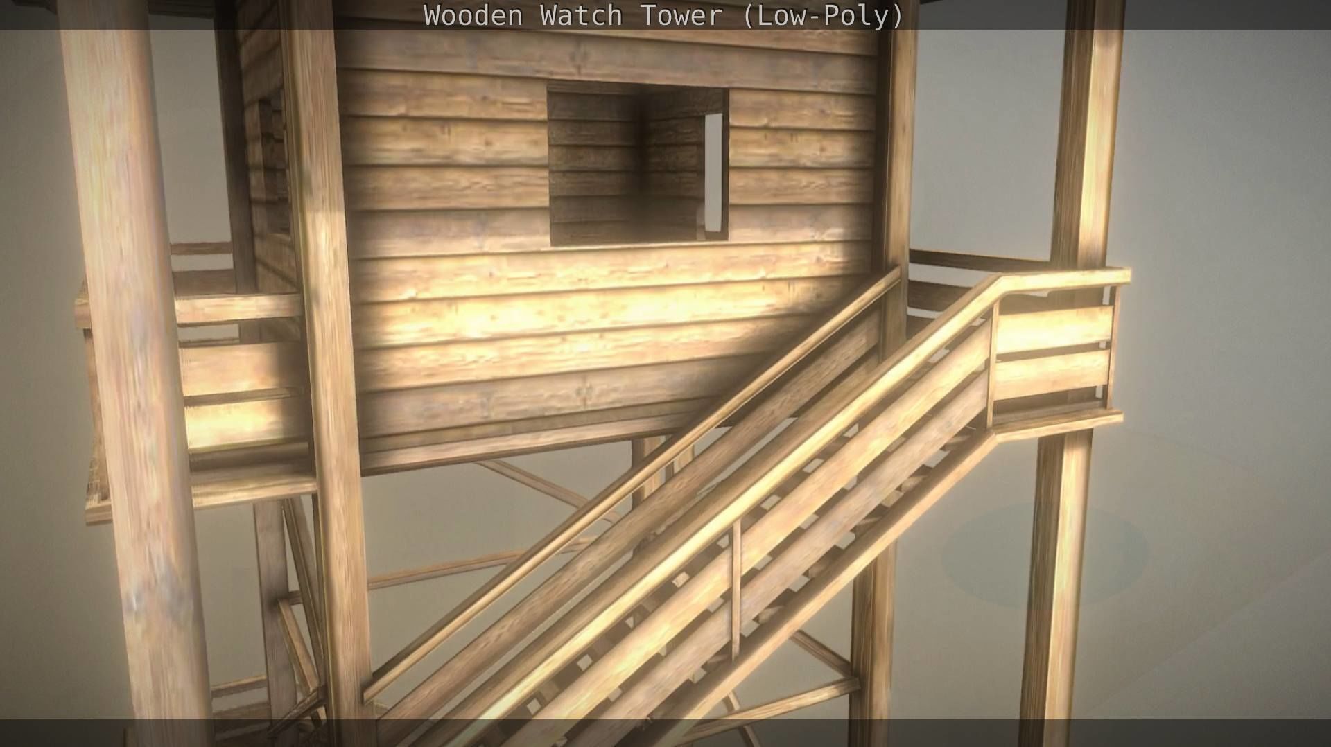 Watch Tower made of Wood Low-poly 3D model_93
