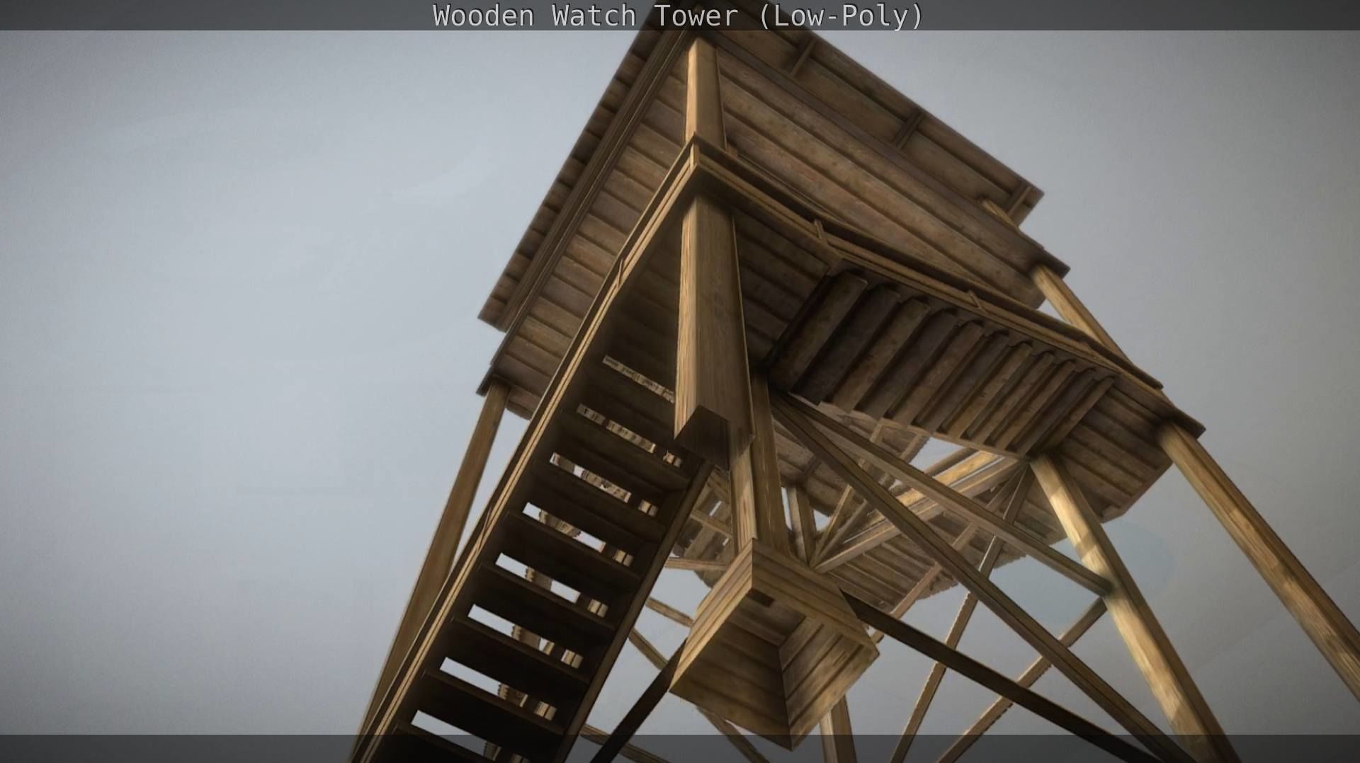 Watch Tower made of Wood Low-poly 3D model_48