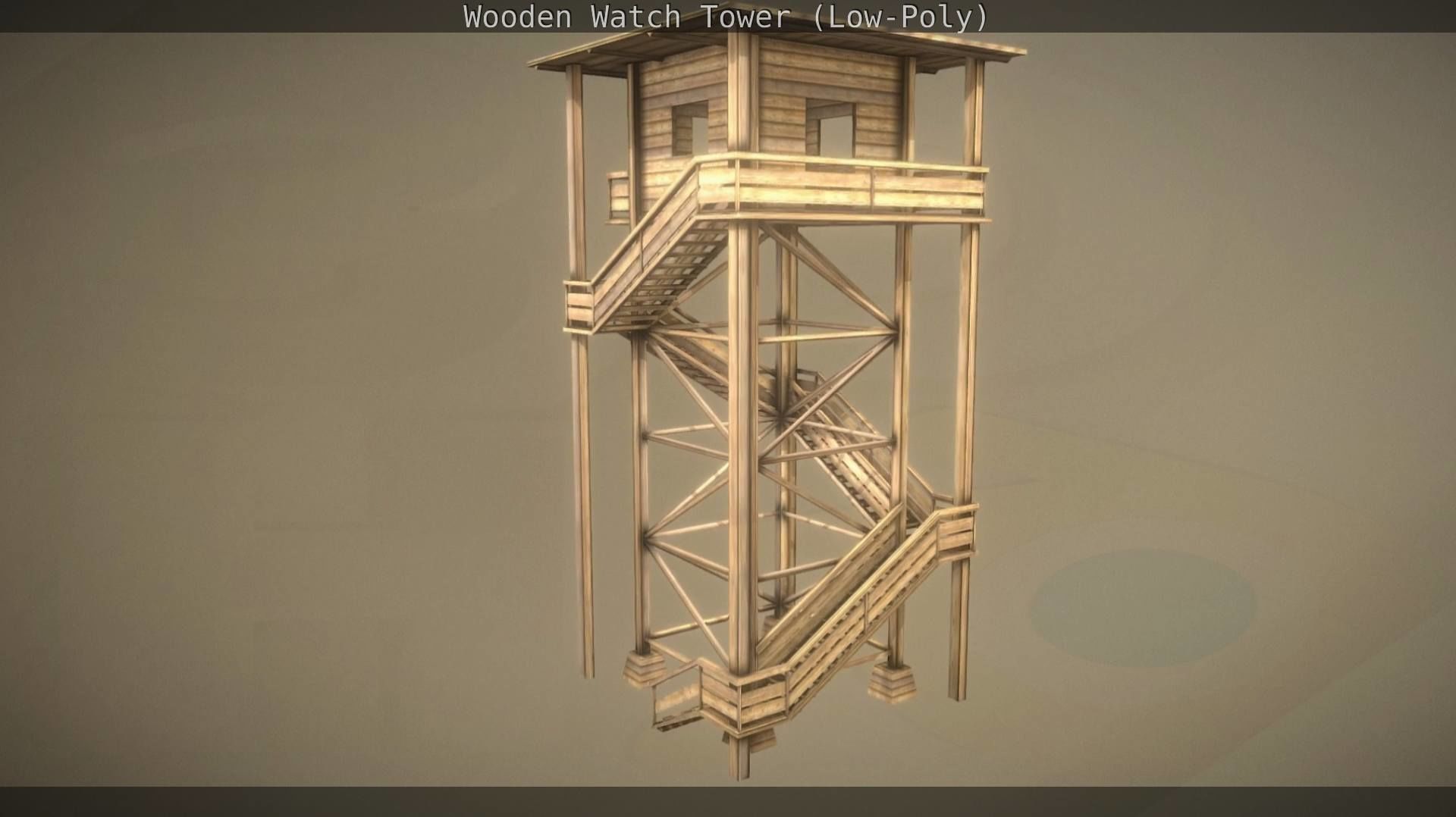 Watch Tower made of Wood Low-poly 3D model_168