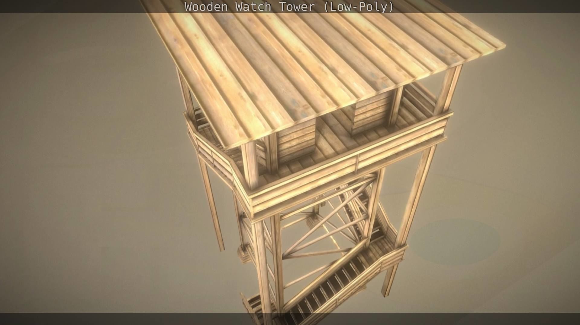 Watch Tower made of Wood Low-poly 3D model_74