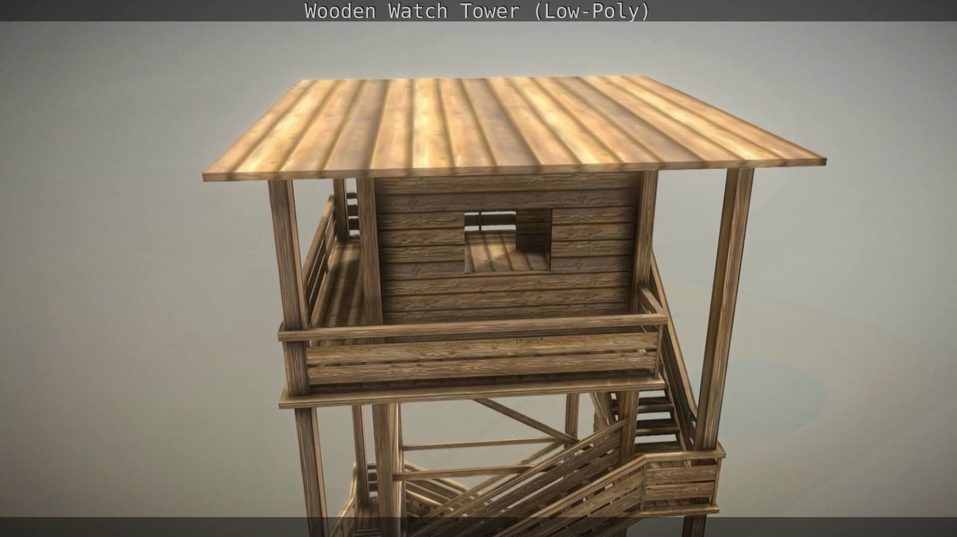 Watch Tower made of Wood Low-poly 3D model_84