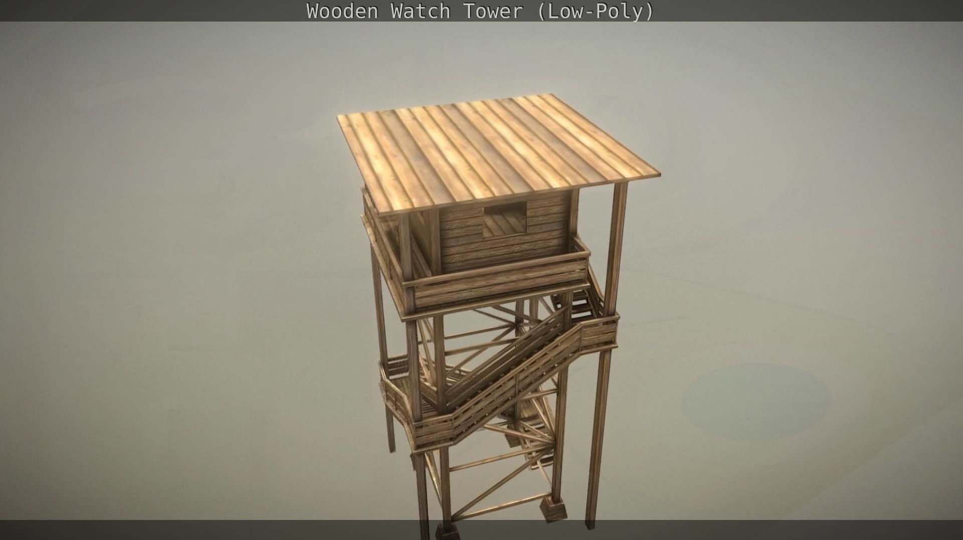 Watch Tower made of Wood Low-poly 3D model_32
