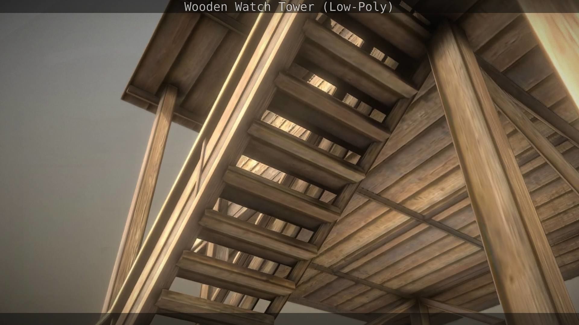 Watch Tower made of Wood Low-poly 3D model_100