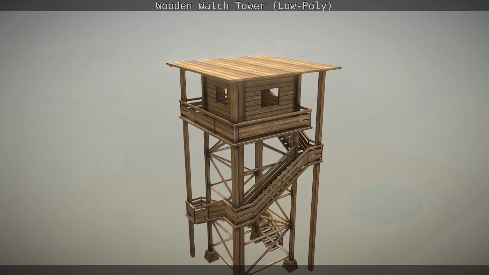 Watch Tower made of Wood Low-poly 3D model_34