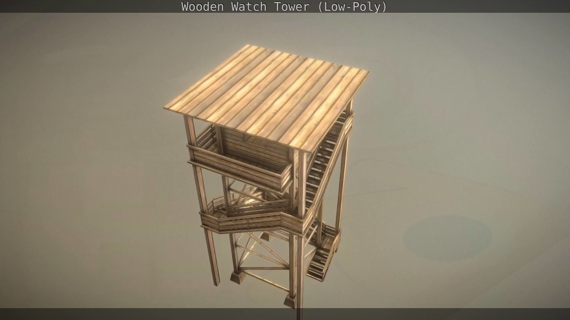 Watch Tower made of Wood Low-poly 3D model_28