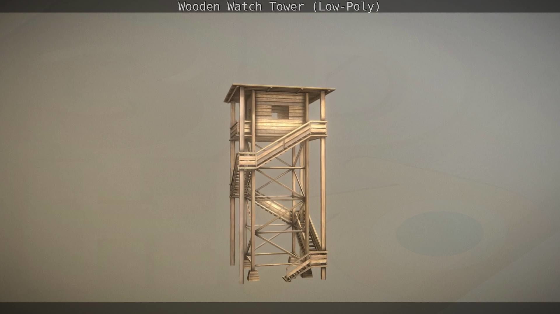 Watch Tower made of Wood Low-poly 3D model_20