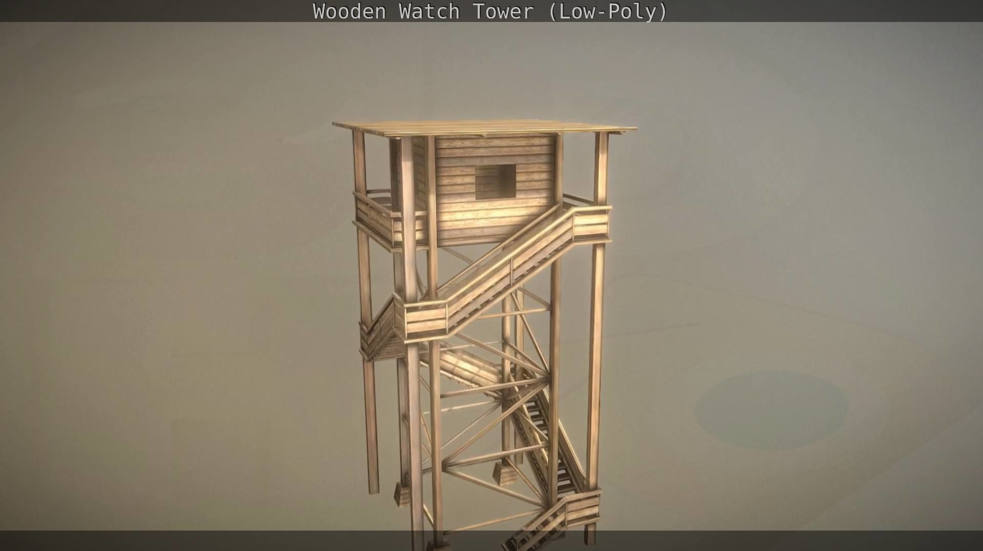 Watch Tower made of Wood Low-poly 3D model_24