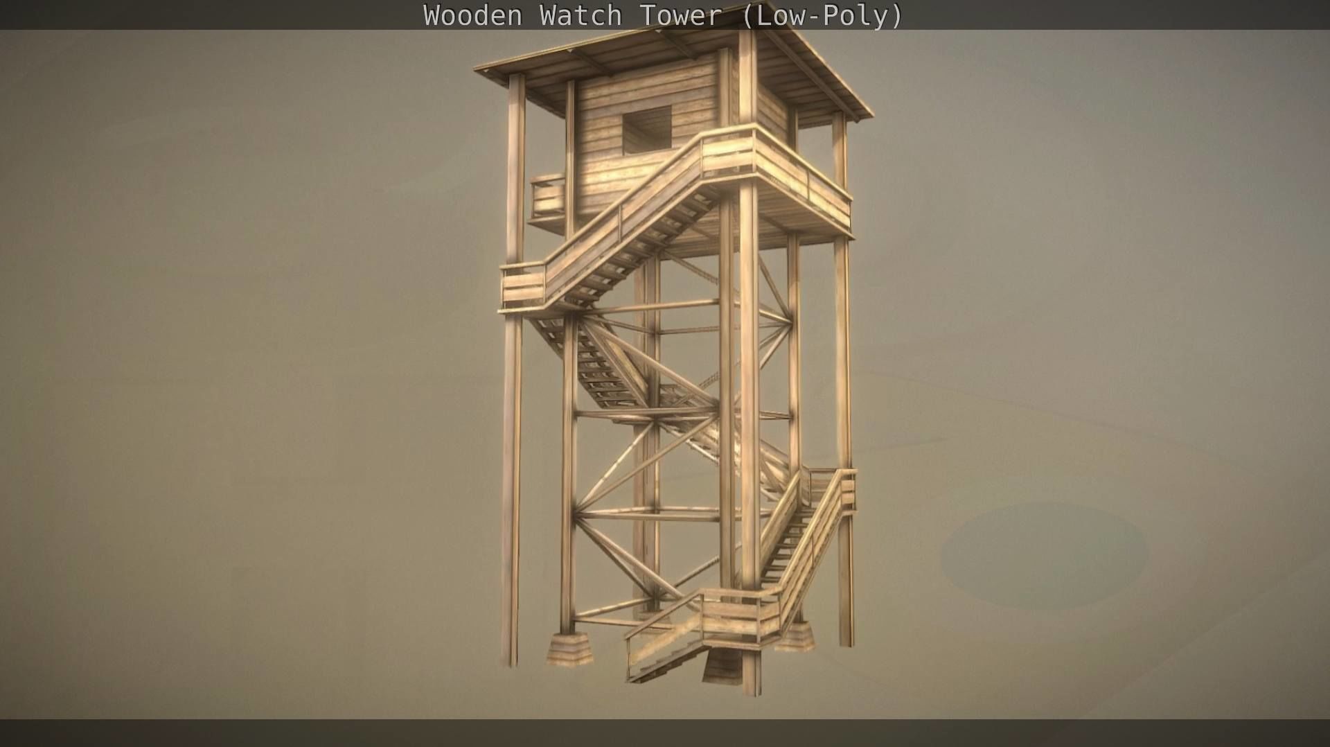 Watch Tower made of Wood Low-poly 3D model_182