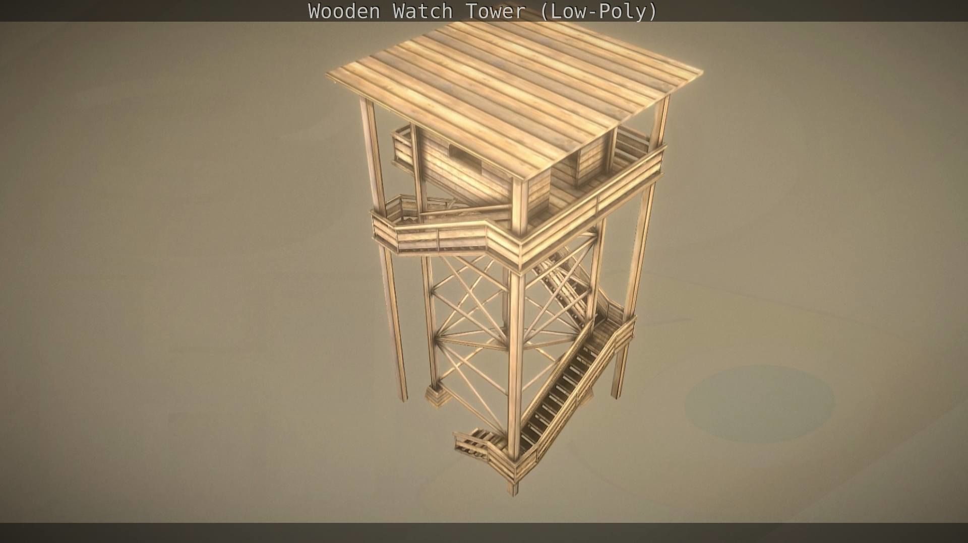 Watch Tower made of Wood Low-poly 3D model_173