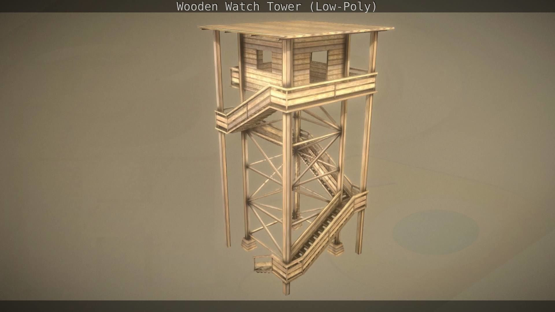 Watch Tower made of Wood Low-poly 3D model_170
